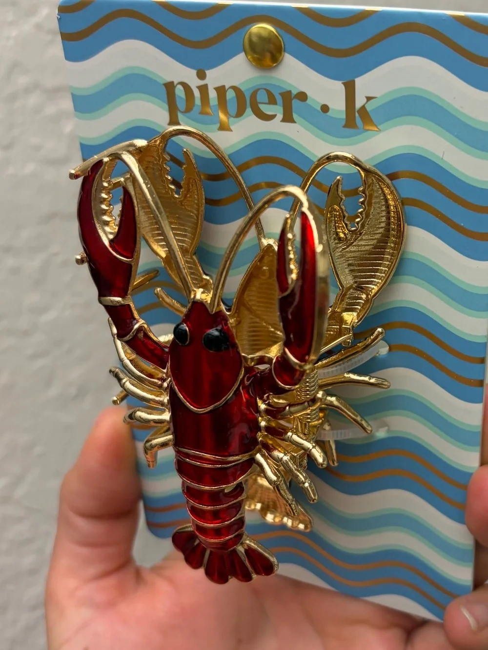 NWT ⚜️🦞⚜️ Piper K Red Lobster Enamel Hair Claw Clip